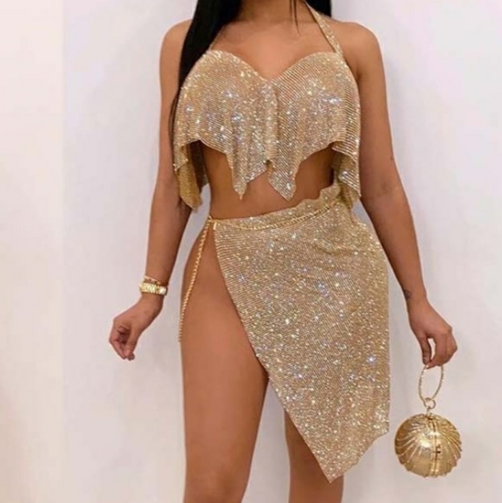 Gold party dress